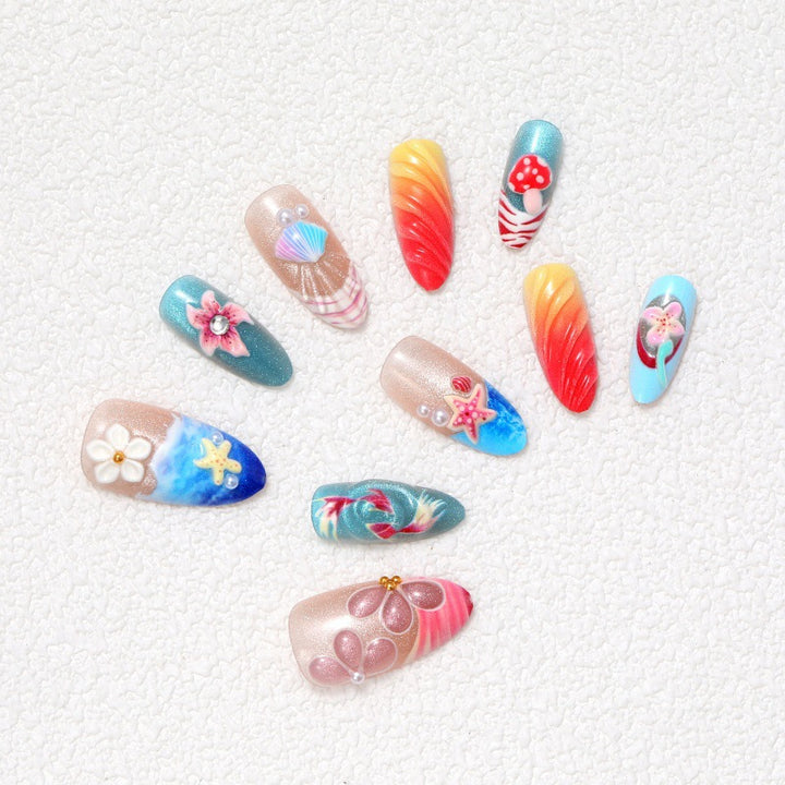 Artistic Floral Decorated Press-On Nails kalsten