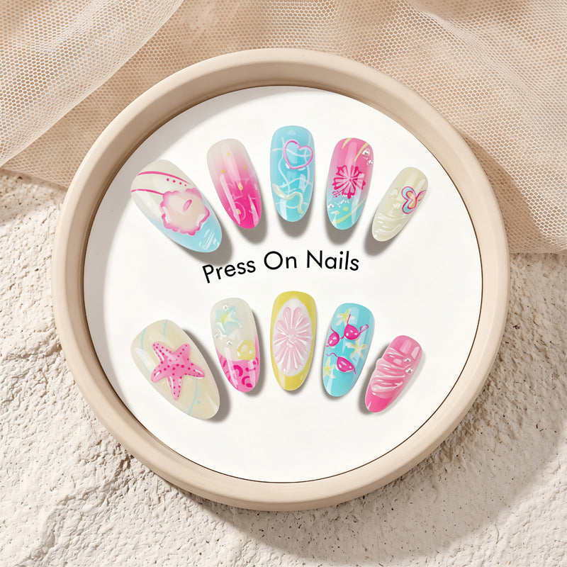 Artistic Summer-Themed Press-On Nails Kalsten