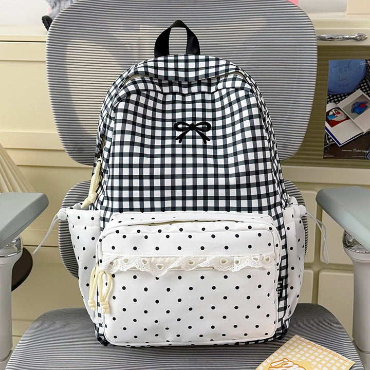 Playful Gingham Print School Backpack Kalsten