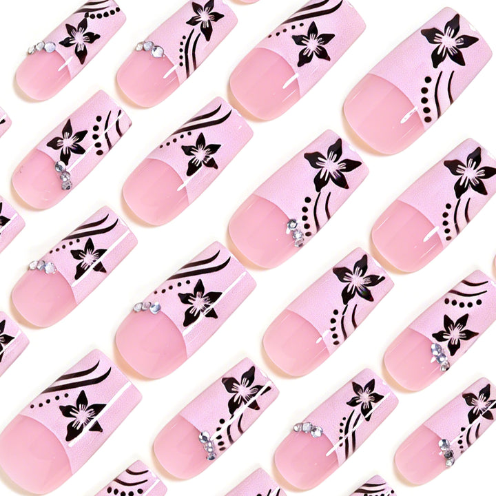 Decorative Floral Long Acrylic Nail Tips Kalsten