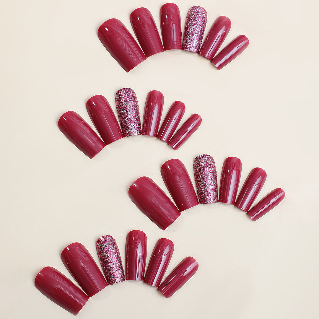 Decorative Press-On Nail Set with Glittered and Classic Designs kalsten