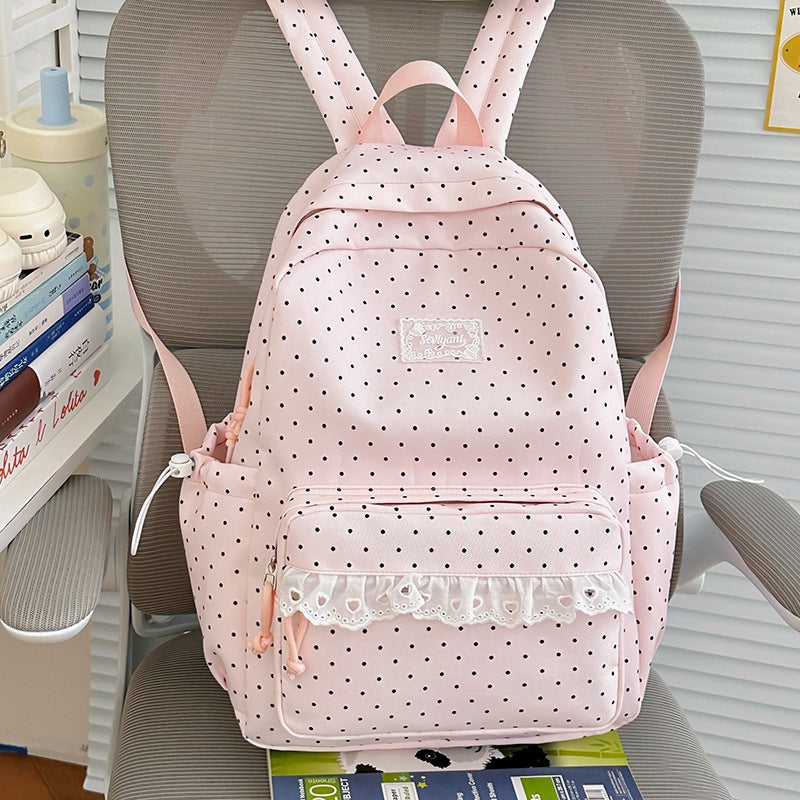 Playful Polka Dot Printed Backpack Kalsten