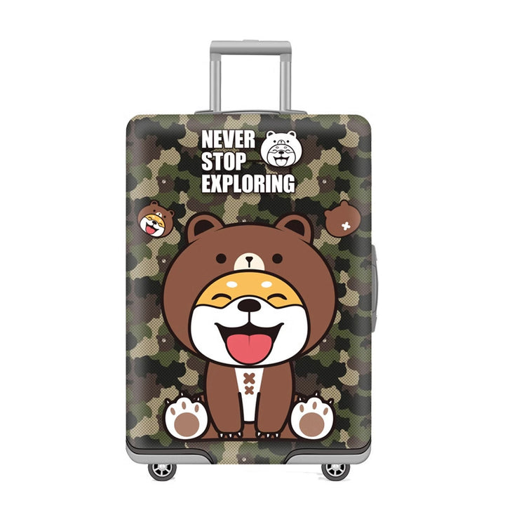 Unisex nan elastic motif suitcase cover made of stretchable polyester with handle and wheel openings Kalsten