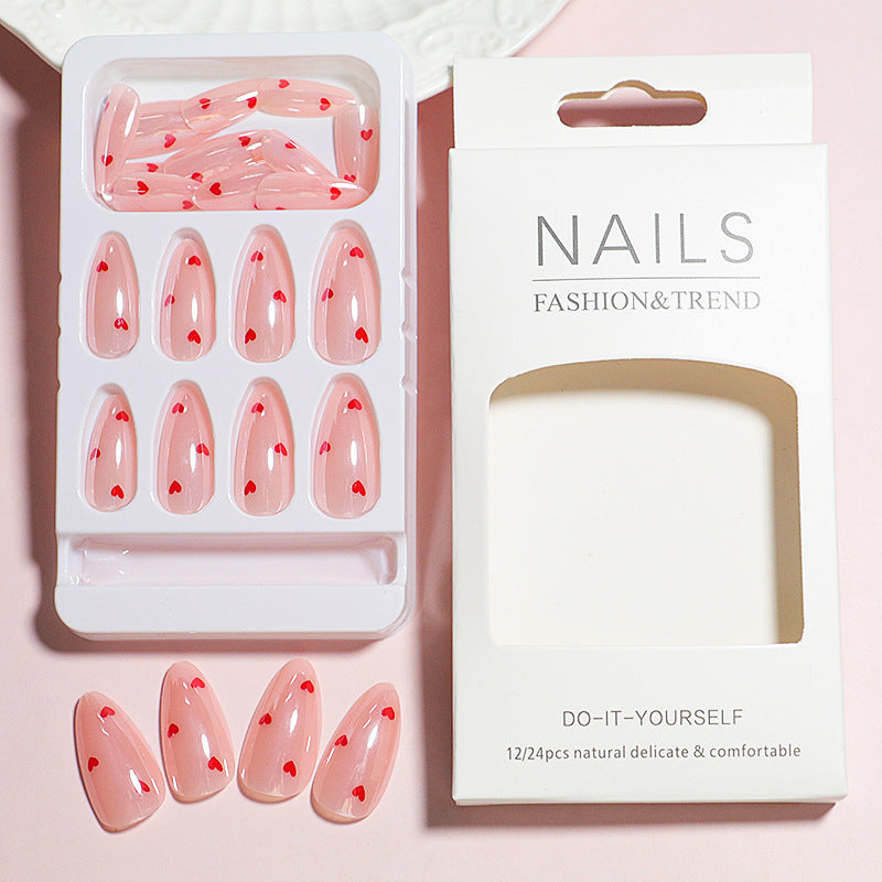 Heart-Printed Press-On Nail Set Kalsten