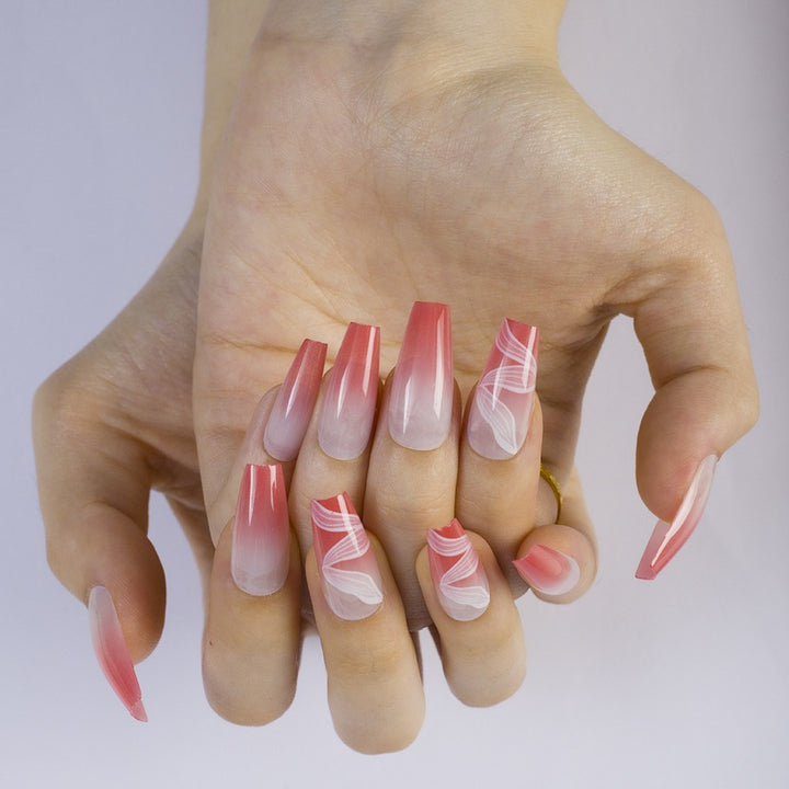 High-gloss artificial nails with rose effect Kalsten