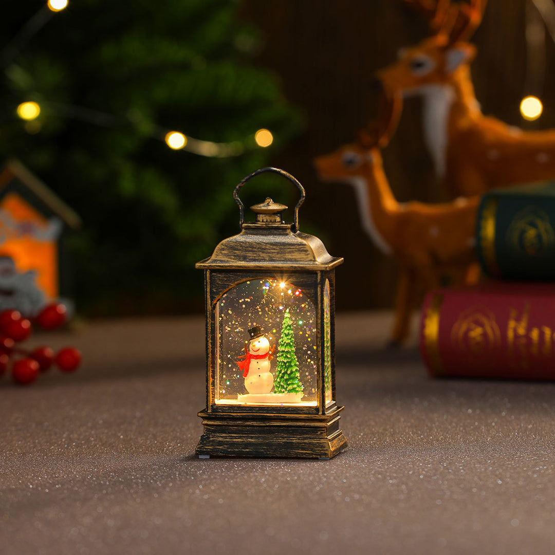Nostalgic Snowman Lantern with Glitter Effects Kalsten