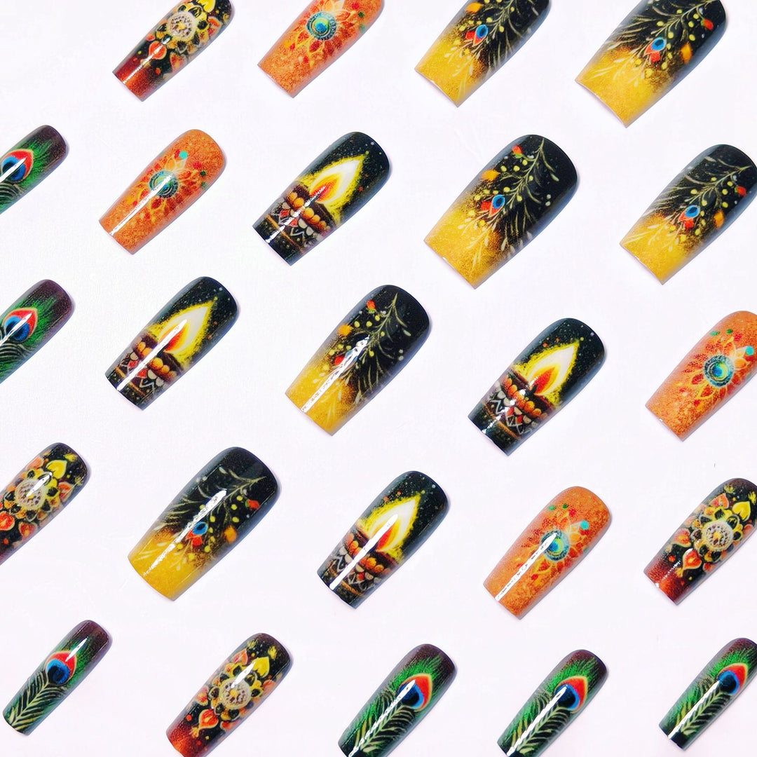 Artificial nails in elegant pattern with glitter effects Kalsten