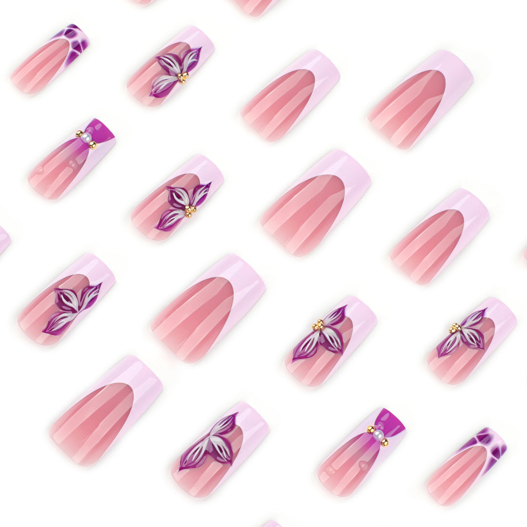 Artistic Nail Extensions with Floral Decor Kalsten