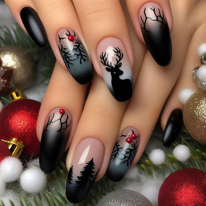 Artificial nails in festive reindeer design Kalsten