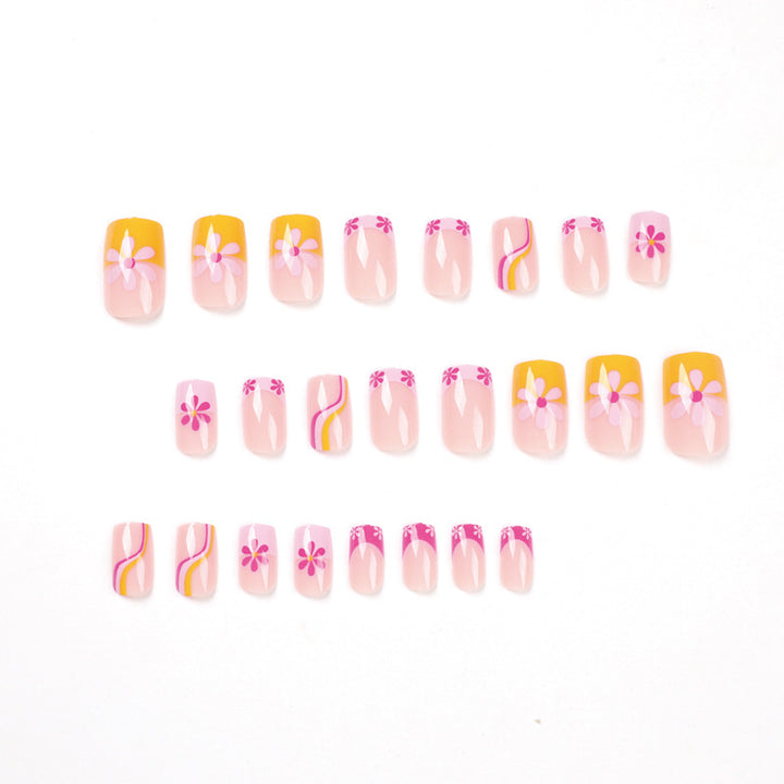 Creative Nail Art with Floral Design and Colorful Accents Kalsten