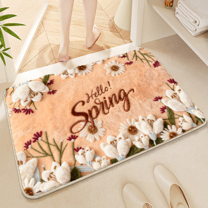 Floral-Themed Soft Microfiber Bath Mat