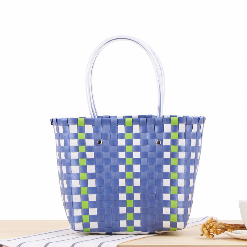 Braided shopping bag with colorful pattern Kalsten