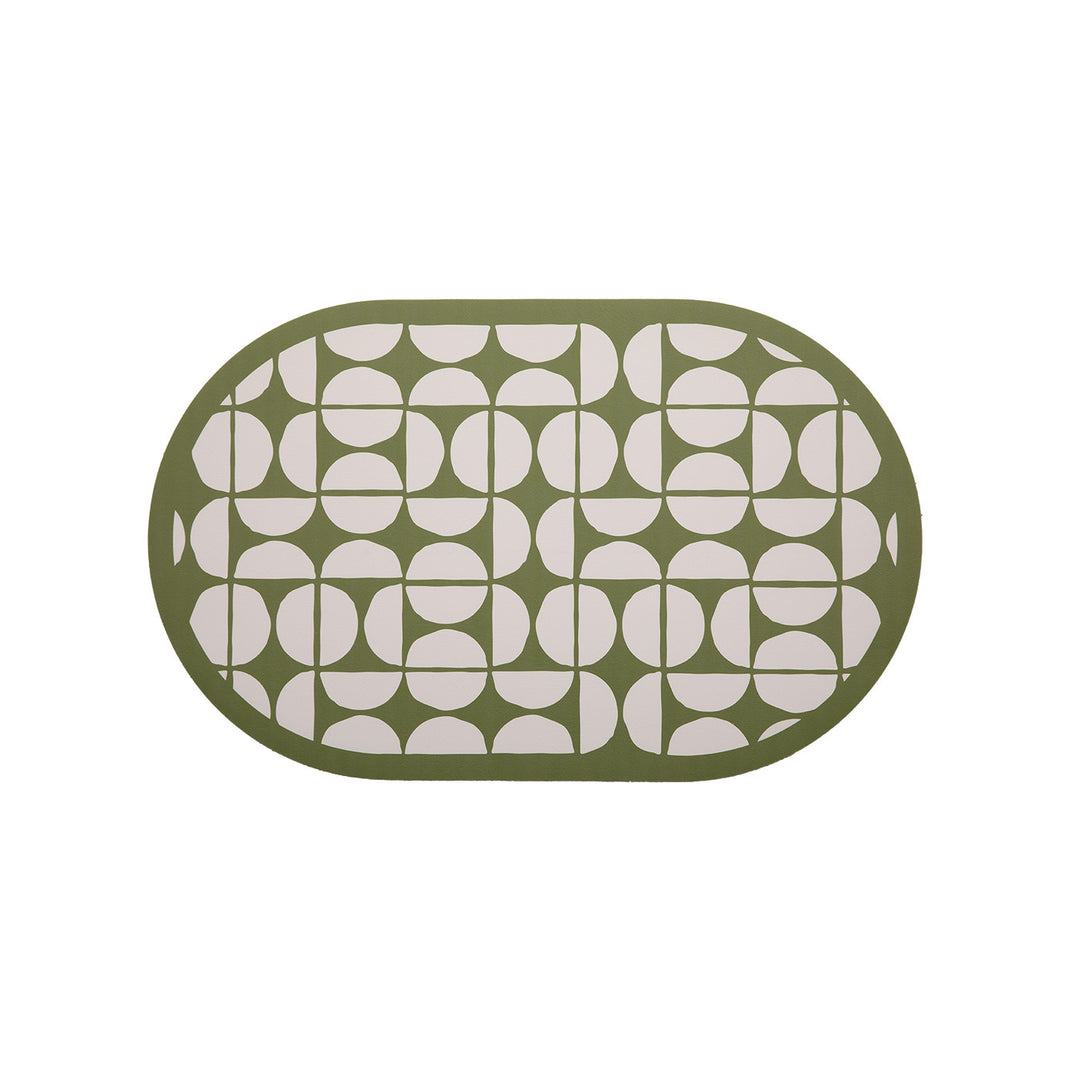 Oval wipeable placemat with embossed tulip pattern and non-slip underside Kalsten