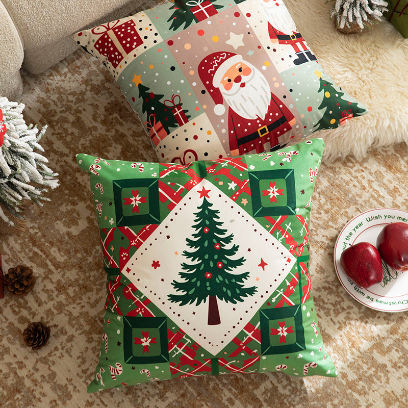 Christmas square decorative pillow cover with patchwork design and concealed zipper Kalsten
