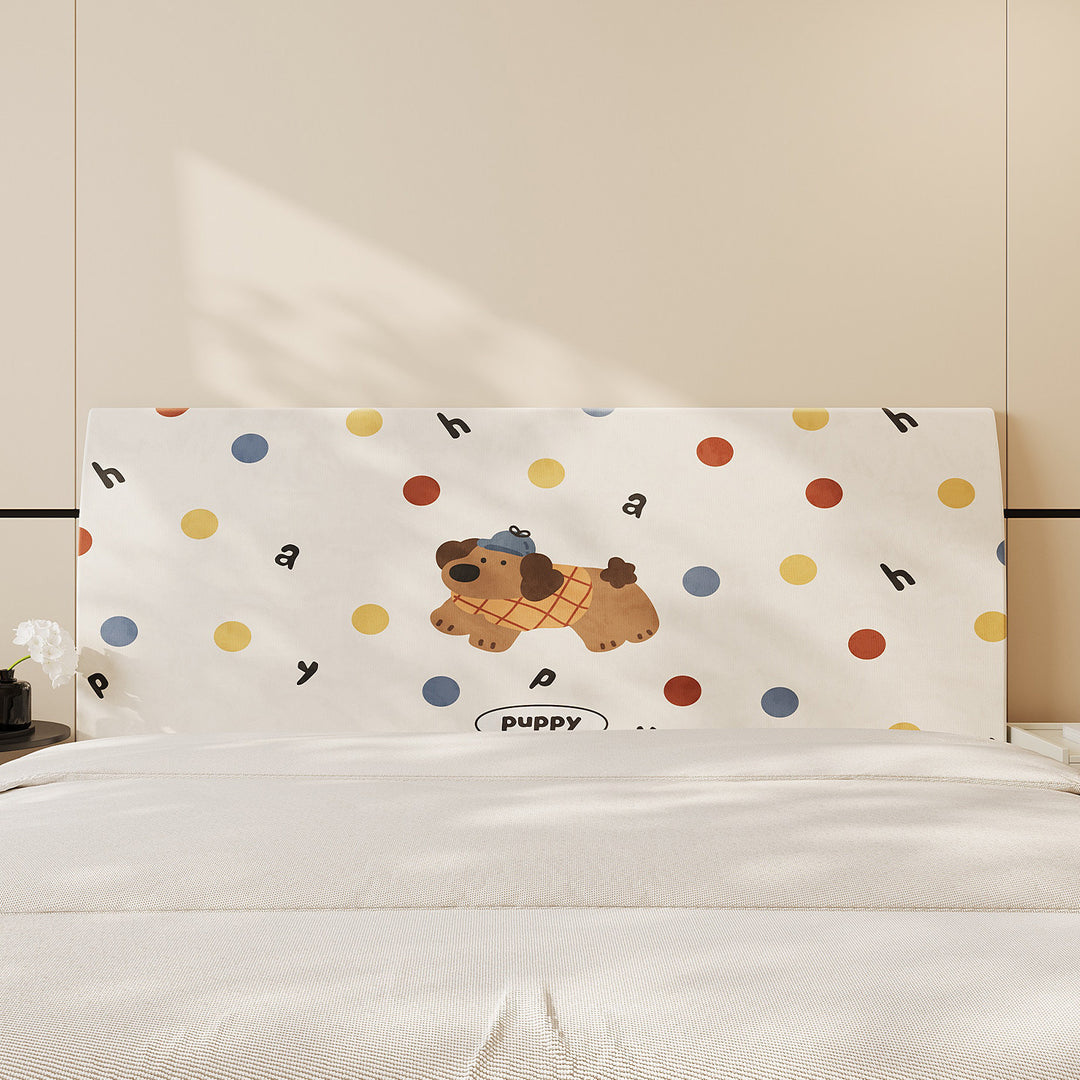 Decorative Padded Headboard Panel Cover with Playful Cartoon Cat Print