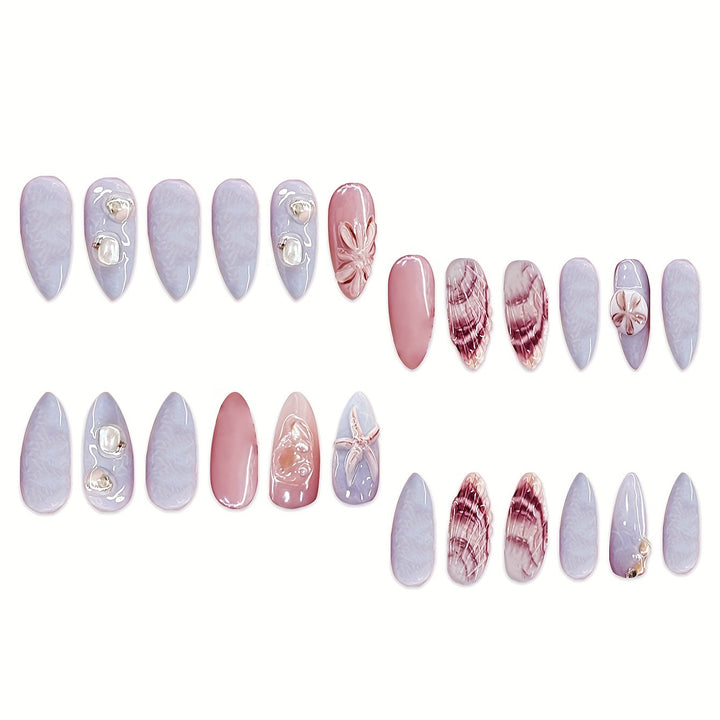 Shell-Decorated Press-On Nail Art Kalsten