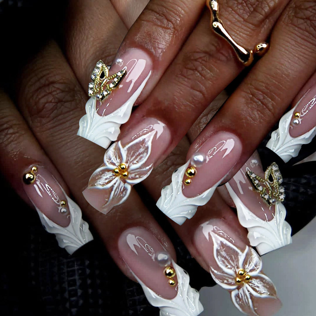 Elegant Floral Nail Art Extensions Kalsten