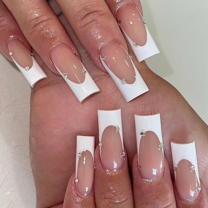 Elegant Crystal-Embellished Press-On Nail Design kalsten