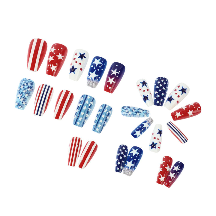 Artificial nails with patriotic star and stripe design Kalsten