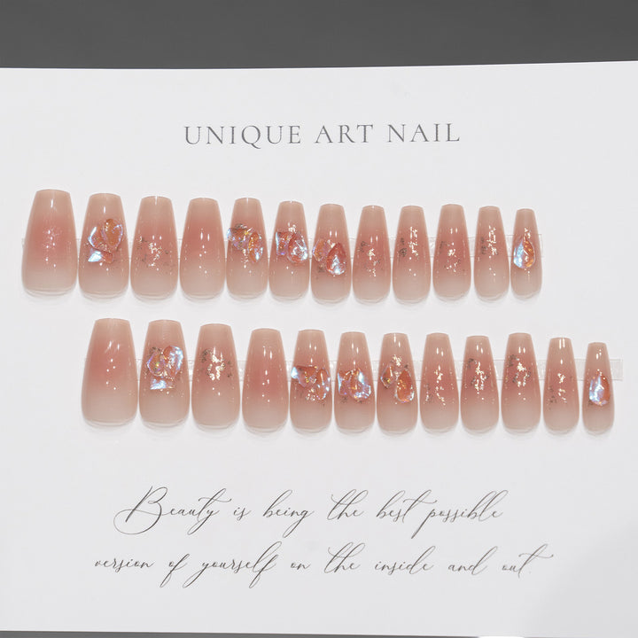 Artistic Press-On Nail Tips with Floral Design Kalsten