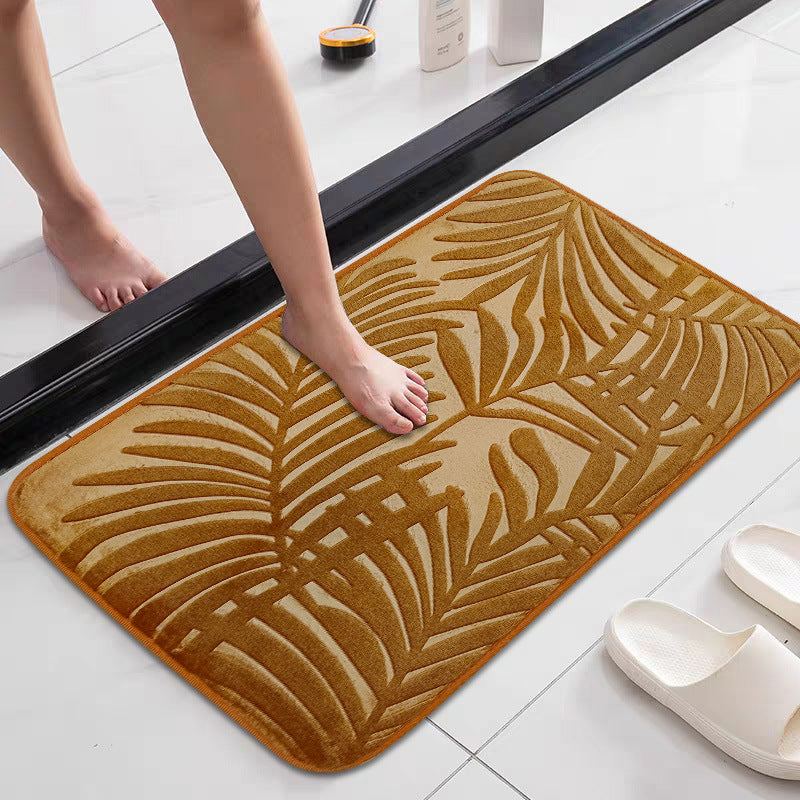 Tropical Leaf Design Memory Foam Bath Mat Kalsten