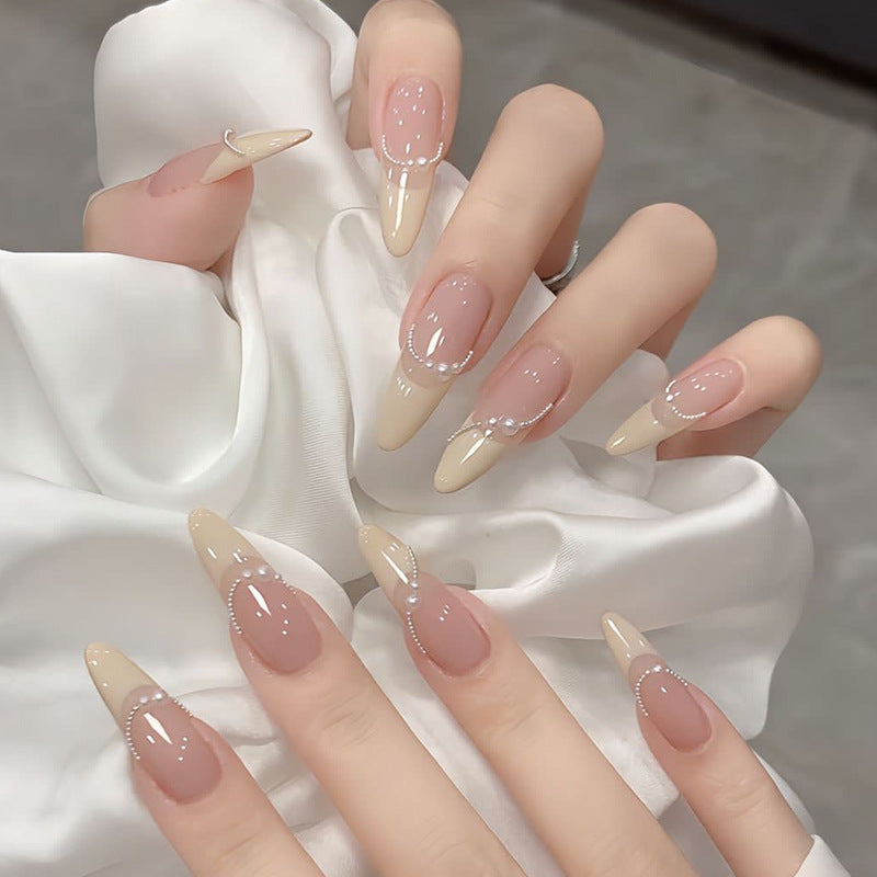 Elegant Ombre Press-On Nail Set with Pearl Accents Kalsten