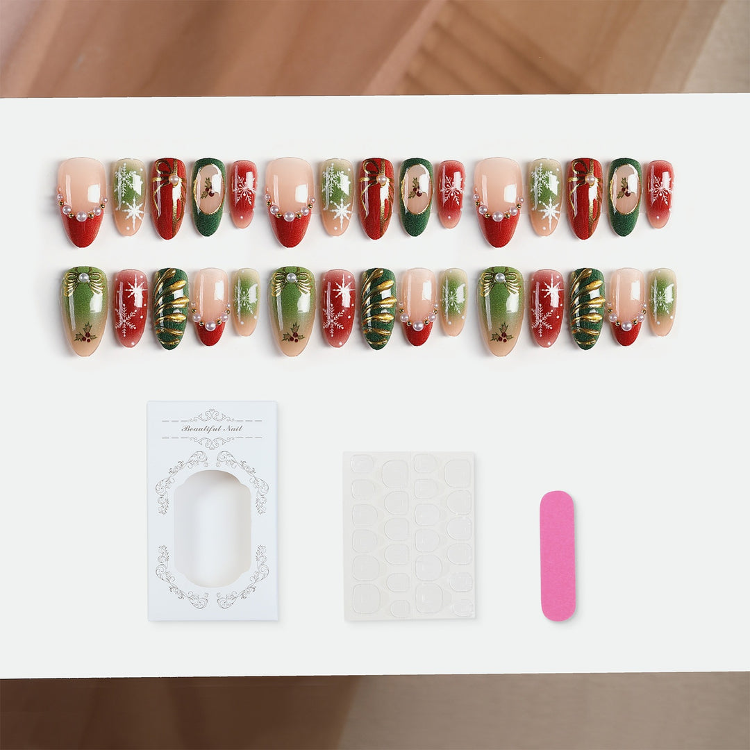 Artificial nail set with festive Christmas designs Kalsten