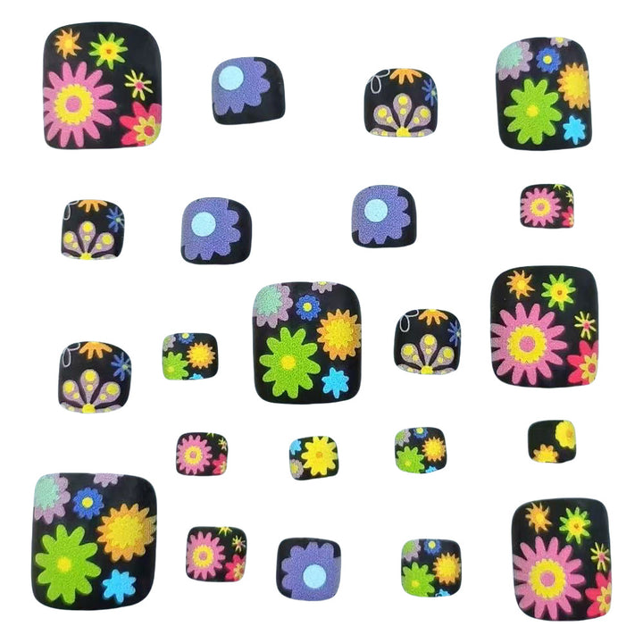 Nail art set with colorful flower designs Kalsten