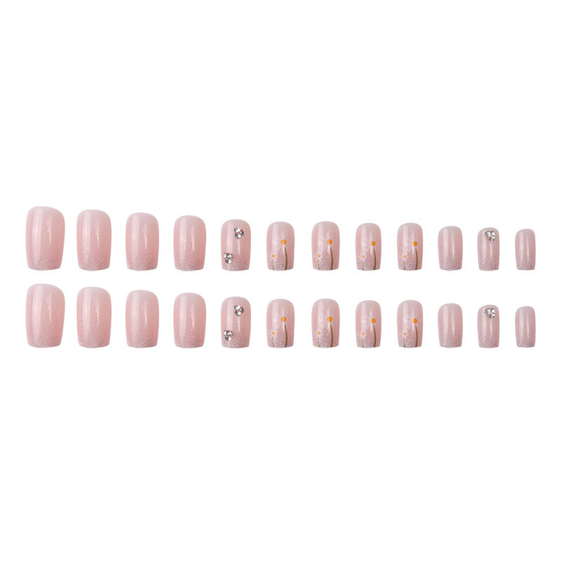 Glittery Floral Press-On Nail Set Kalsten