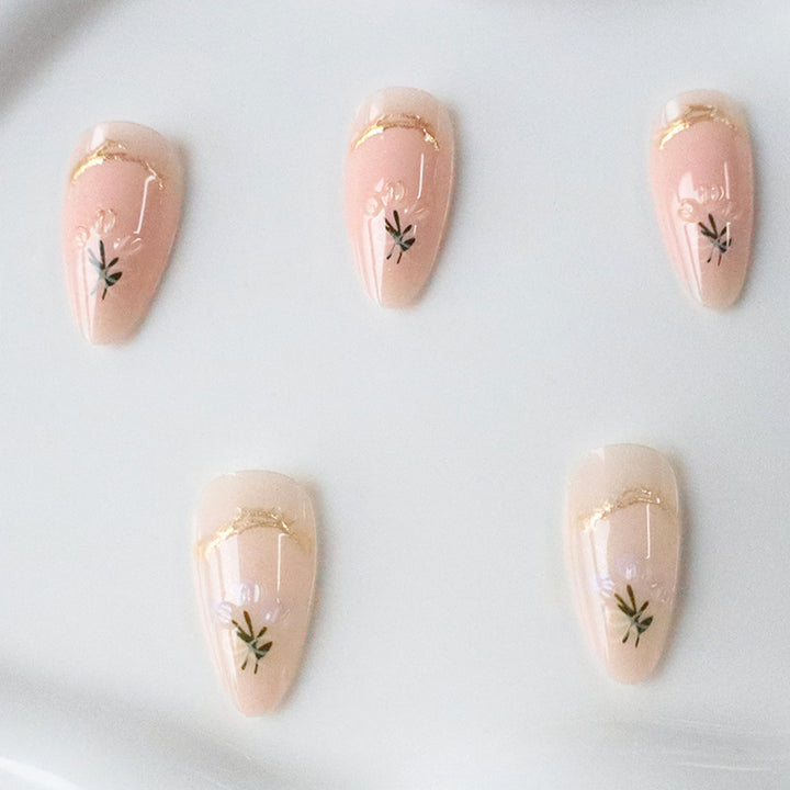Artistic Long Almond-Shaped Nail Art Enhancements Kalsten