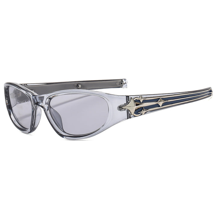 Fashion-Forward Shield Sunglasses with Decorative Frame Design Kalsten