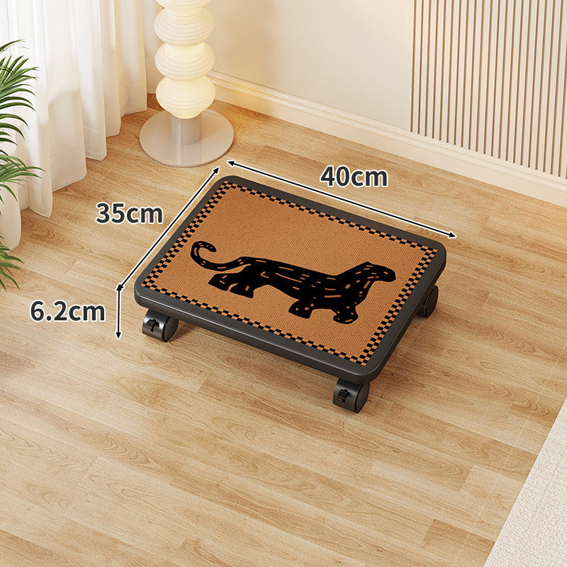 Low-Profile Under-Bed Rolling Storage Platform with Cartoon Top and Locking Casters