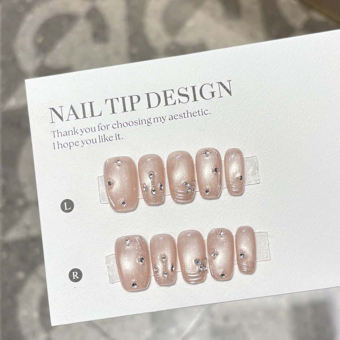Artificial nails with glamorous rhinestone design Kalsten