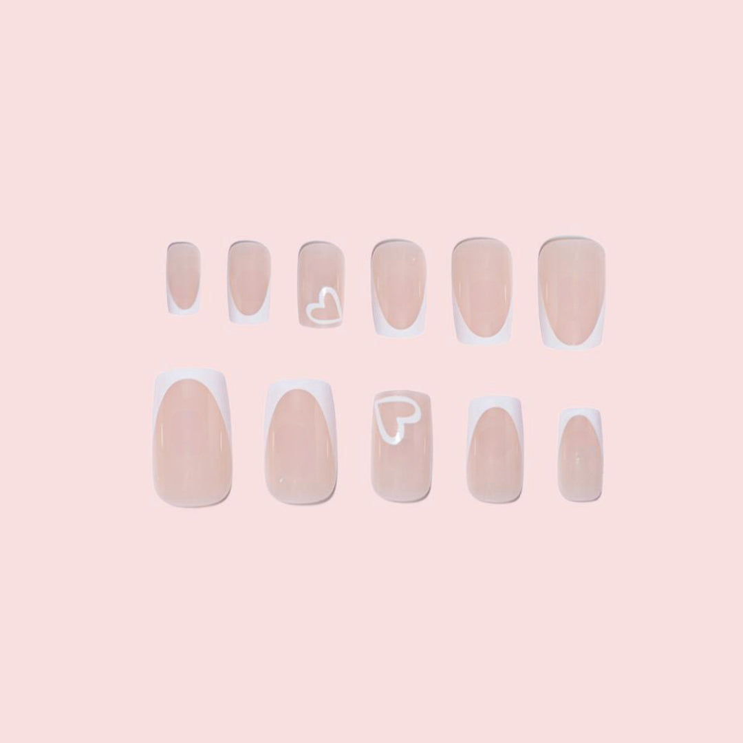 Elegant Heart-Embellished Nail Extensions Kalsten