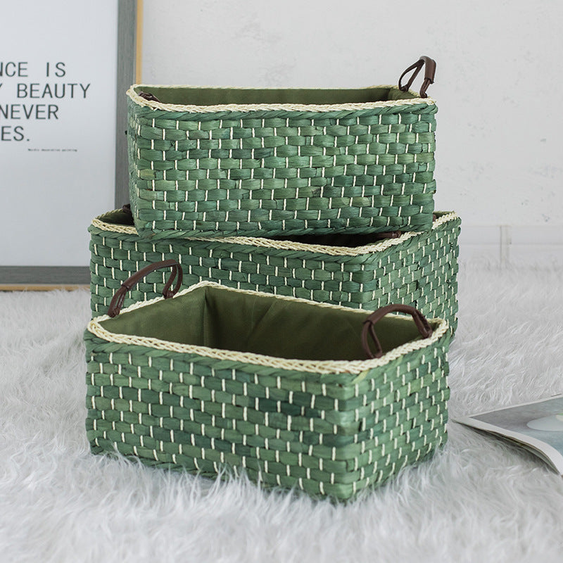 Handcrafted organizer basket with two handles Kalsten