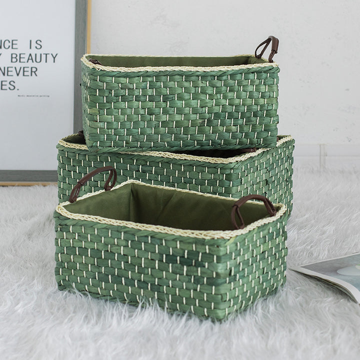 Handcrafted organizer basket with two handles Kalsten