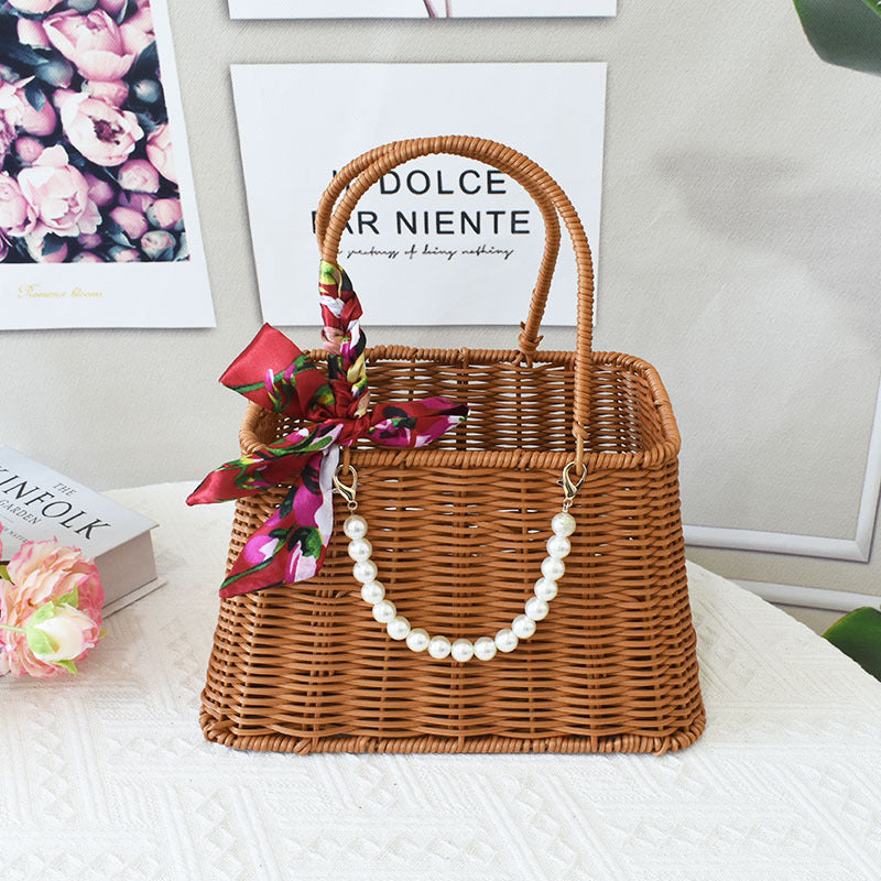 Elegant Handcrafted Rattan Tote Basket Kalsten
