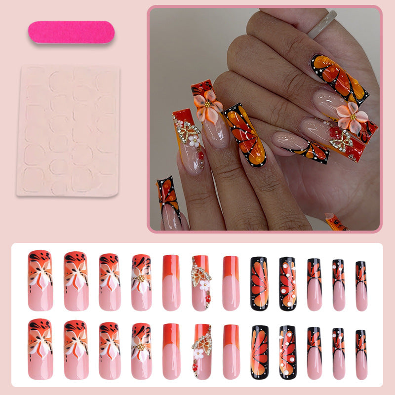 Artificial nail set with elegant floral and glamorous decorations Kalsten