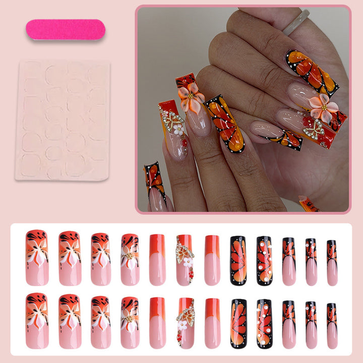 Artificial nail set with elegant floral and glamorous decorations Kalsten