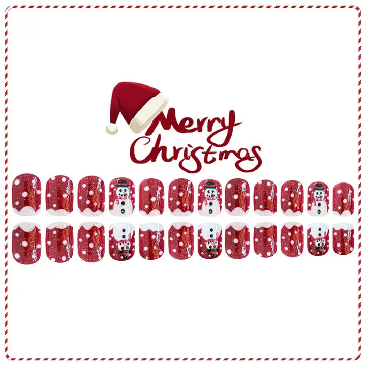 Artificial nail set with festive snowman motifs and glitter accents Kalsten