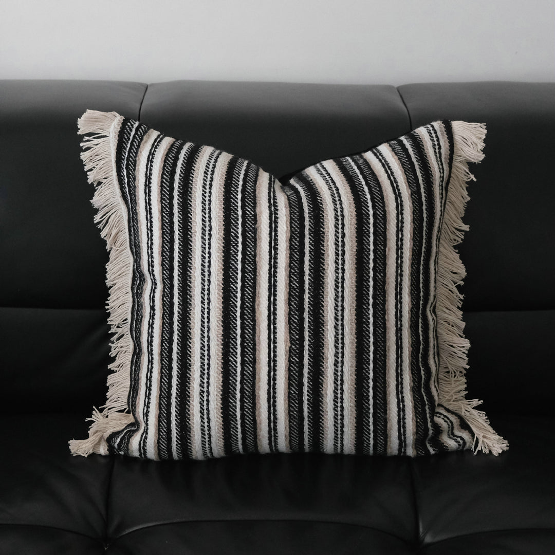 Striped Fringe Decorative Pillow