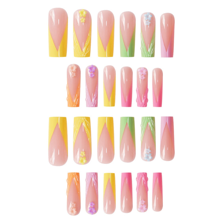 Floral Accent Long Nail Extensions Kalsten