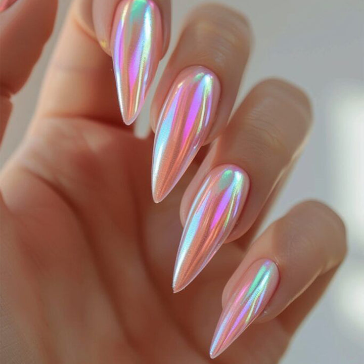 Metallic Stiletto Nail Extensions Kalsten