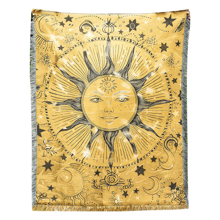Bohemian Sun-Motif Throw Blanket