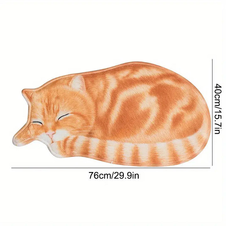 Cartoon Cat-Themed Plush Bath Mat