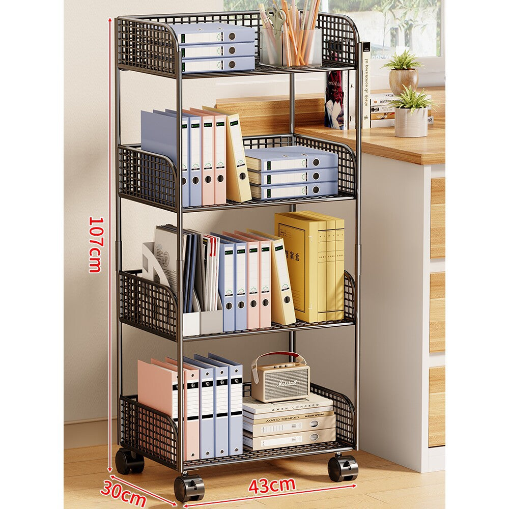 Three-Tier Rolling Mesh Storage Cart with Locking Casters