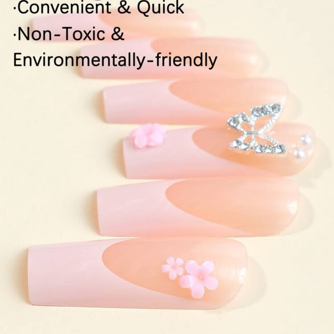 Artificial nail set with romantic butterfly and flower decorations Kalsten
