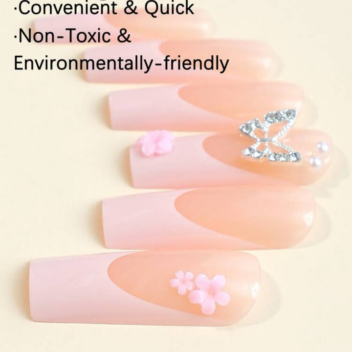 Artificial nail set with romantic butterfly and flower decorations Kalsten