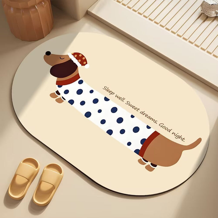 Whimsical Dog-Themed Bath Mat