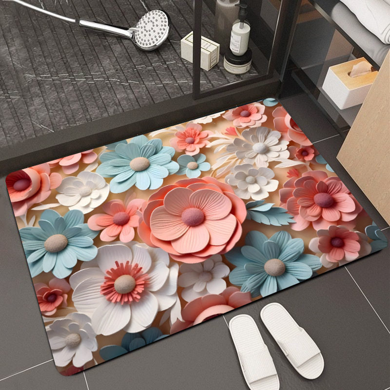 Floral Design Memory Foam Bath Mat Kalsten